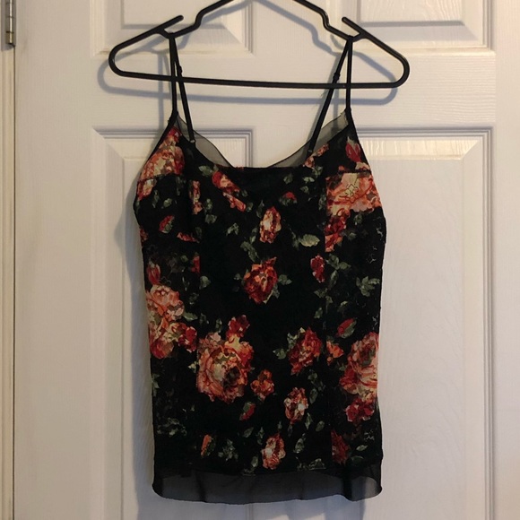Black Floral Lace Camisole Tank Top - Picture 1 of 3